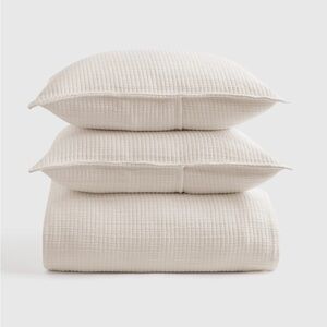 NWOT QUINCE Organic Ribbed Cotton Coverlet Set King/Cal King Ivory 6350